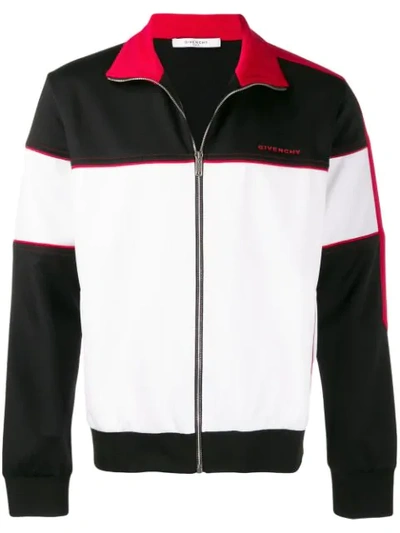 Givenchy Colour-block Logo-embroidered Zip-up Track Top In White