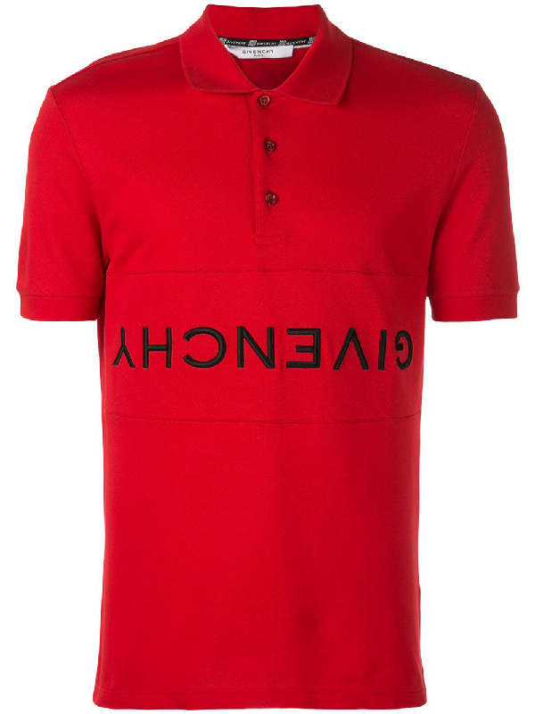 Givenchy Logo-embroidered Cotton-piqué Polo Shirt In Red | ModeSens