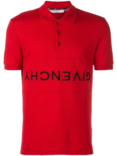Givenchy Men's Slim Upside Down-logo Polo Shirt In Red