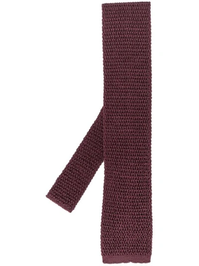 Tom Ford 7.5cm Knitted Silk Tie In Red
