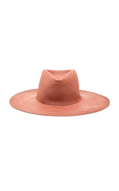 Clyde Pinch Straw Panama Hat In Red