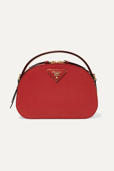 Prada Bandoliera Textured-leather Shoulder Bag In Red