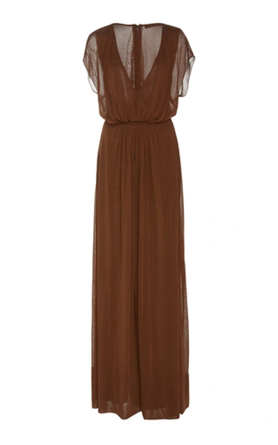 Ralph Lauren Winslow Voile Wide-leg Jumpsuit In Brown