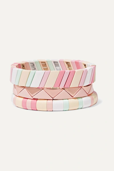 Roxanne Assoulin Bahamas Set Of Three Enamel Bracelets In Pink