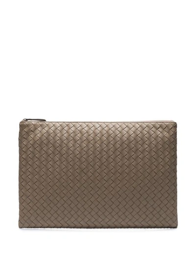 Bottega Veneta Intrecciato Leather Pouch In Limestone