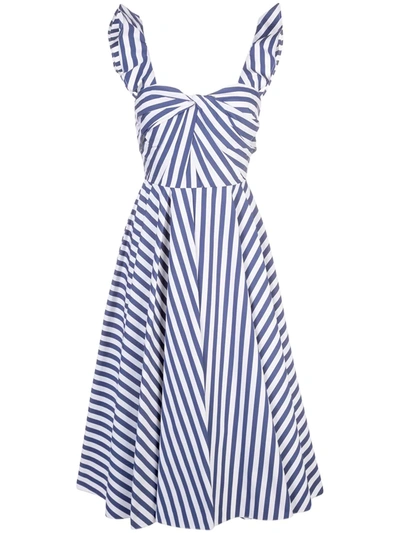 Jason Wu Collection Twist-front Striped Cotton-poplin Midi Dress In Blue