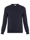 Saint Laurent Crew-neck Cashmere Sweater In Navy