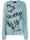 Dsquared2 Intarsia Logo Print Oversized Sweater In Blue