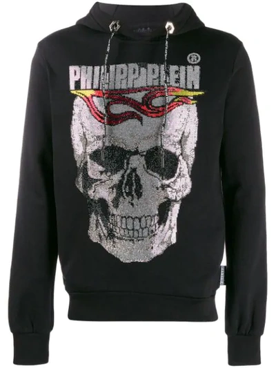 Philipp Plein Flame Hooded Sweatshirt In Black