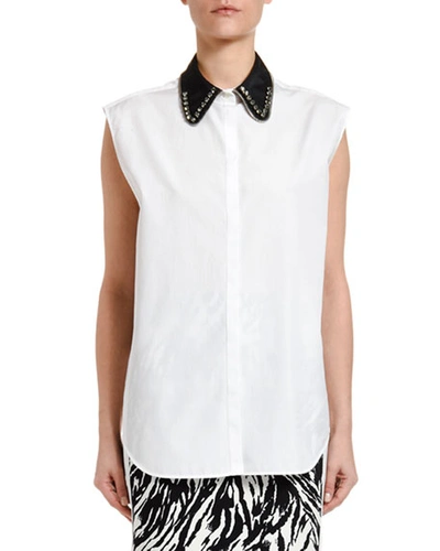 N°21 Collared Sleeveless Button-down Blouse In White
