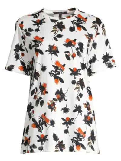 Derek Lam Short-sleeve Floating Floral Print T-shirt In Neutral