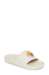 Tory Burch Lina Colored-logo Slide In New Ivory/ Multi Color