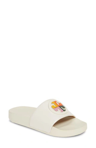 Tory Burch Lina Colored-logo Slide In New Ivory/ Multi Color