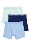 Calvin Klein 3-pack Boxer Briefs In Wedgewood/ Green/ Blue