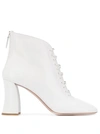 Miu Miu Women's Lace-up Leather Ankle Boots In White