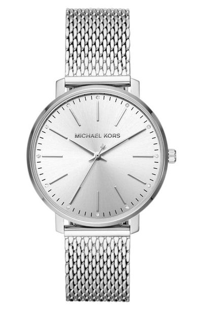 Michael Kors Pyper Monochrome Mesh Bracelet Watch, 38mm In Silver