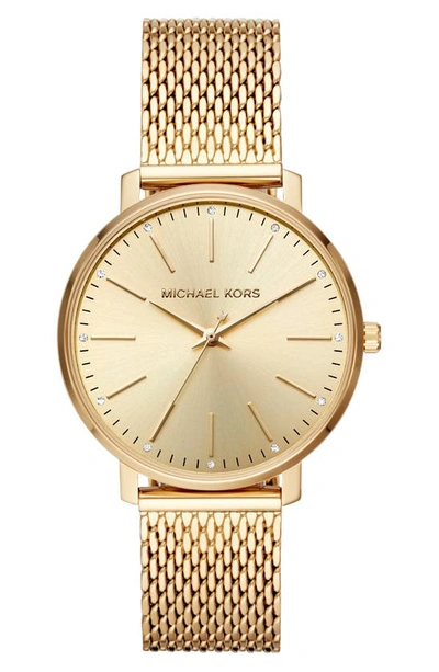 Michael Kors Pyper Monochrome Mesh Bracelet Watch, 38mm In Gold