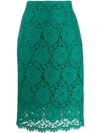 Dolce & Gabbana Floral Cotton-blend Guipure-lace Skirt In Green