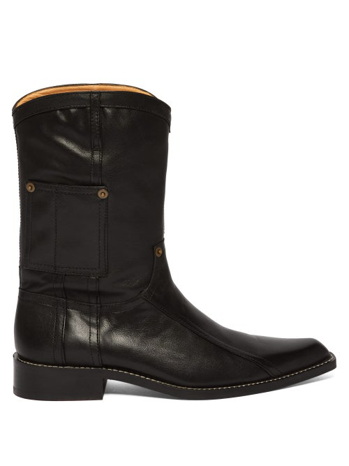 Martine Rose Leather Cowboy Boots In Black | ModeSens