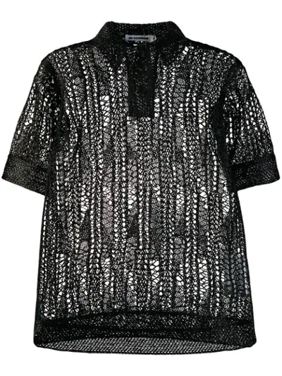 Jil Sander Knitted Polo Top - Black