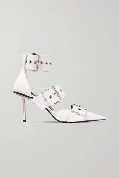 Balenciaga Belt Buckled Leather Pumps In White