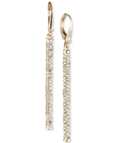 Dkny Gold-tone Micropave Linear Drop Earrings