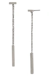 Allsaints Bar Detail Linear Drop Earrings In Silver