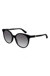 Gucci Round Gradient Sunglasses W/ Transparent Arms In Shiny Black/ Grey Solid