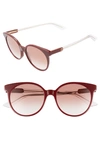 Gucci 54mm Round Sunglasses - Shiny Solid Burg/brn Solid