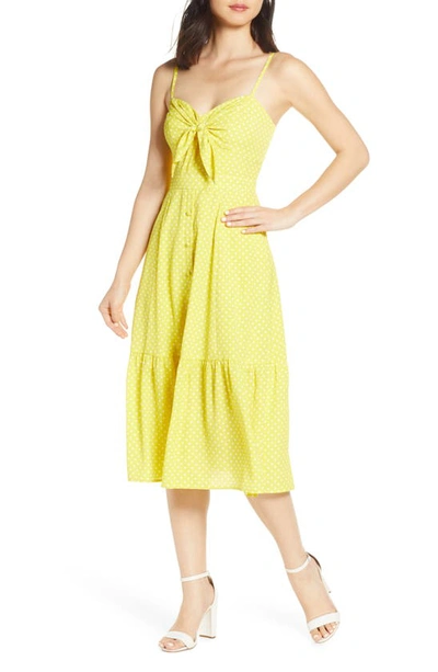 Eliza J Polka Dot Tie Front Sundress In Yellow