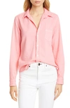 Frank & Eileen Barry Denim Shirt In Candy Pink Tattered Denim