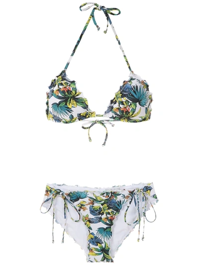 Amir Slama Tropical Pattern Bikini Set In White