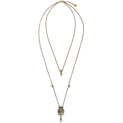 Alexander Mcqueen Beetle Double Chain Necklace In 8695 0448