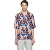 Acne Studios Pine-print Short-sleeved Crepe Shirt In Powder Pink/blue