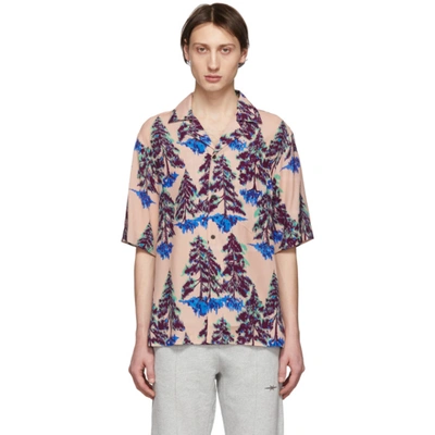 Acne Studios Pine-print Short-sleeved Crepe Shirt In Pink ModeSens