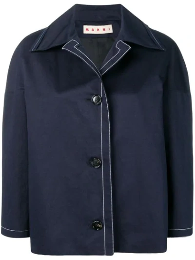 Marni Boxy Cropped Jacket In Blue