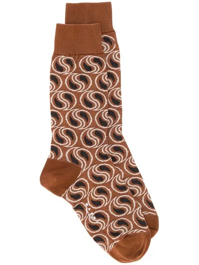 Marni Patterned Socks In Tum29 Maroon