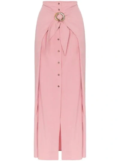 Nanushka Chemia Buckled Maxi Skirt In Dusty Pink