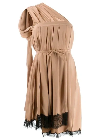N°21 Draped One-shoulder Mini Dress In Neutrals