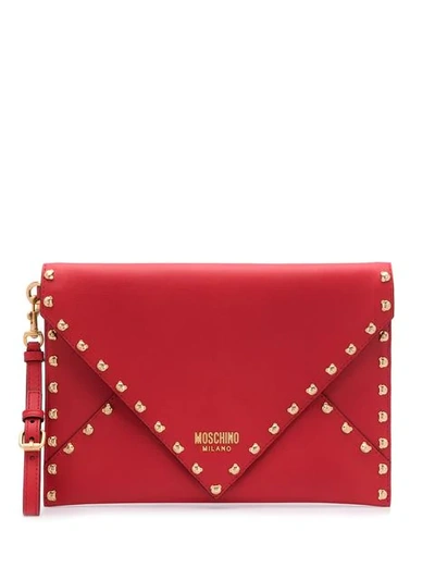 Moschino Clutch With Teddy Studs In Red