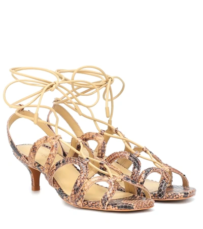 Zimmermann Cutout Snake-effect Leather Sandals In Brown