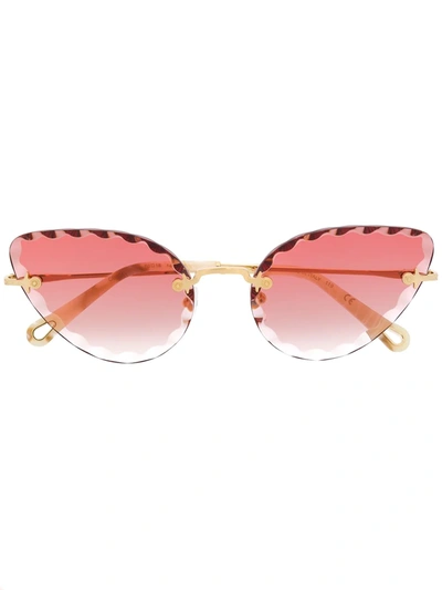 Chloé Eyewear Cat Eye Framed Sunglasses - 金色 In Gold