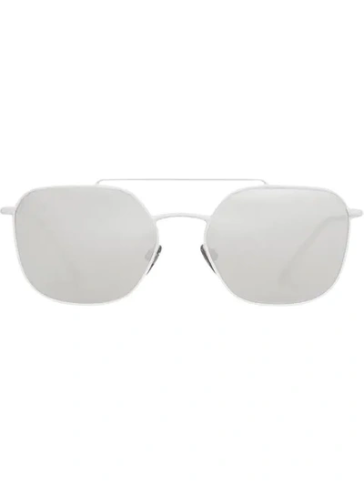 Burberry Top Bar Detail Square Pilot Sunglasses In White