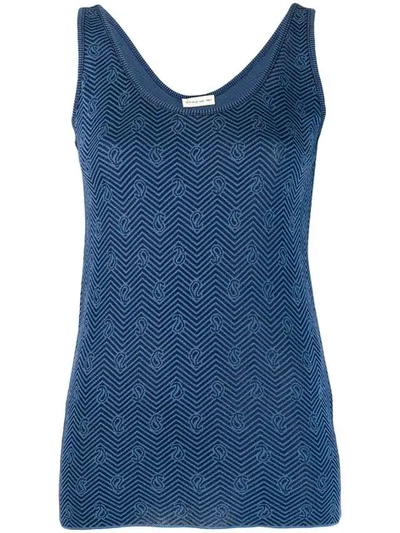 Etro Paisley Embroidered Tank Top - Blue