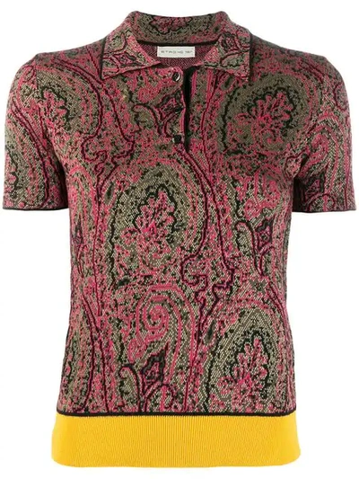 Etro Paisley Polo Top In Pink