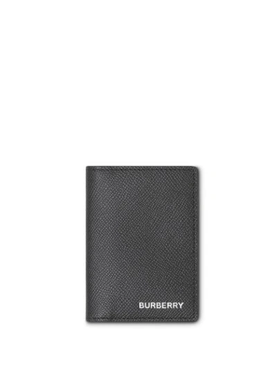 Burberry Grainy Leather Folding Card Case In Black