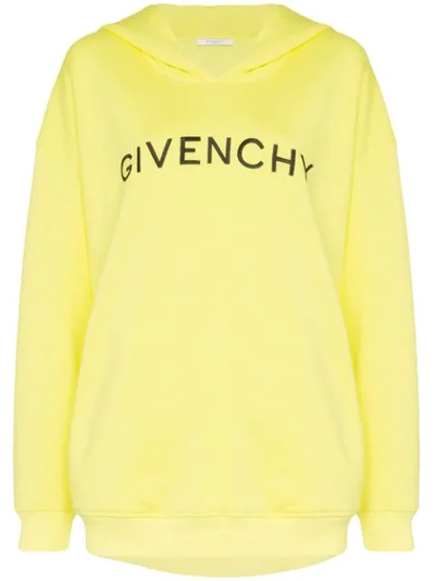 Givenchy Logo Embroidery Over Hoodie In Yellow