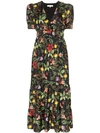 Borgo De Nor Floral Print Maxi Dress In Tropical Garden Black