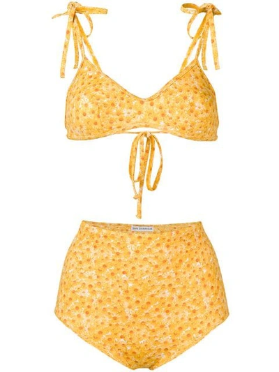 Sian Swimwear Daisy Print Swim Set In Yellow
