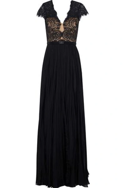 Catherine Deane Nessie Satin-trimmed Lace And Silk-chiffon Gown In Black